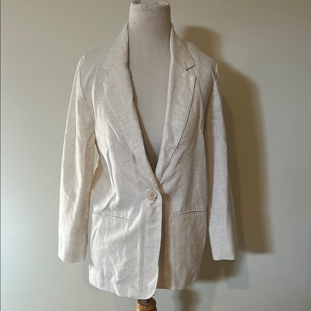 Vintage Sag Harbor cream linen blazer medium